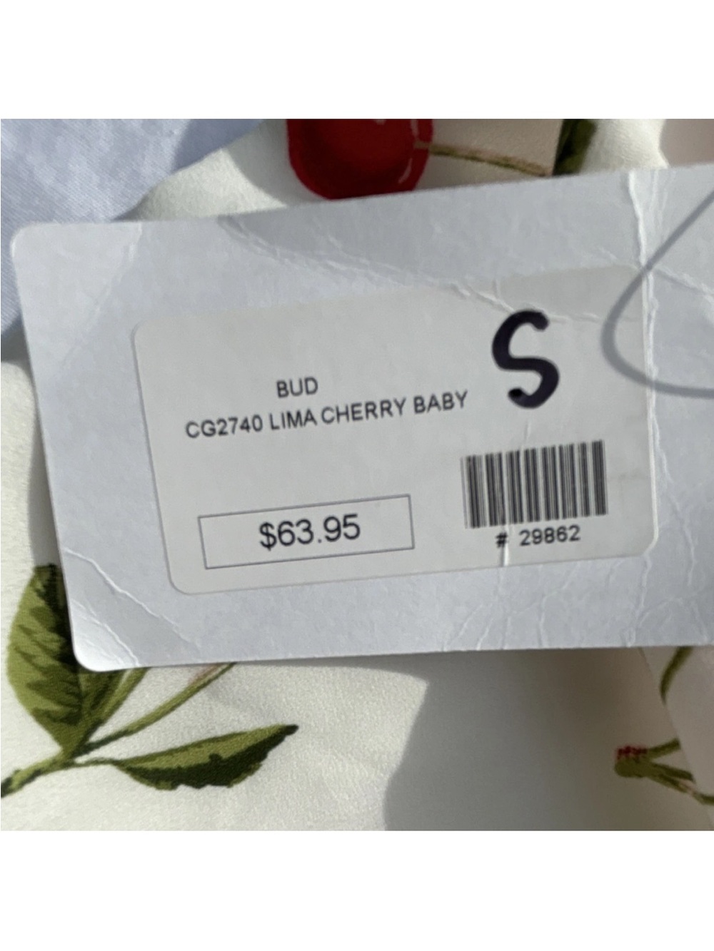 New with tags Buddy Love Cherry Print Tie-Strap Cami - White & Red - Picture 3 of 5